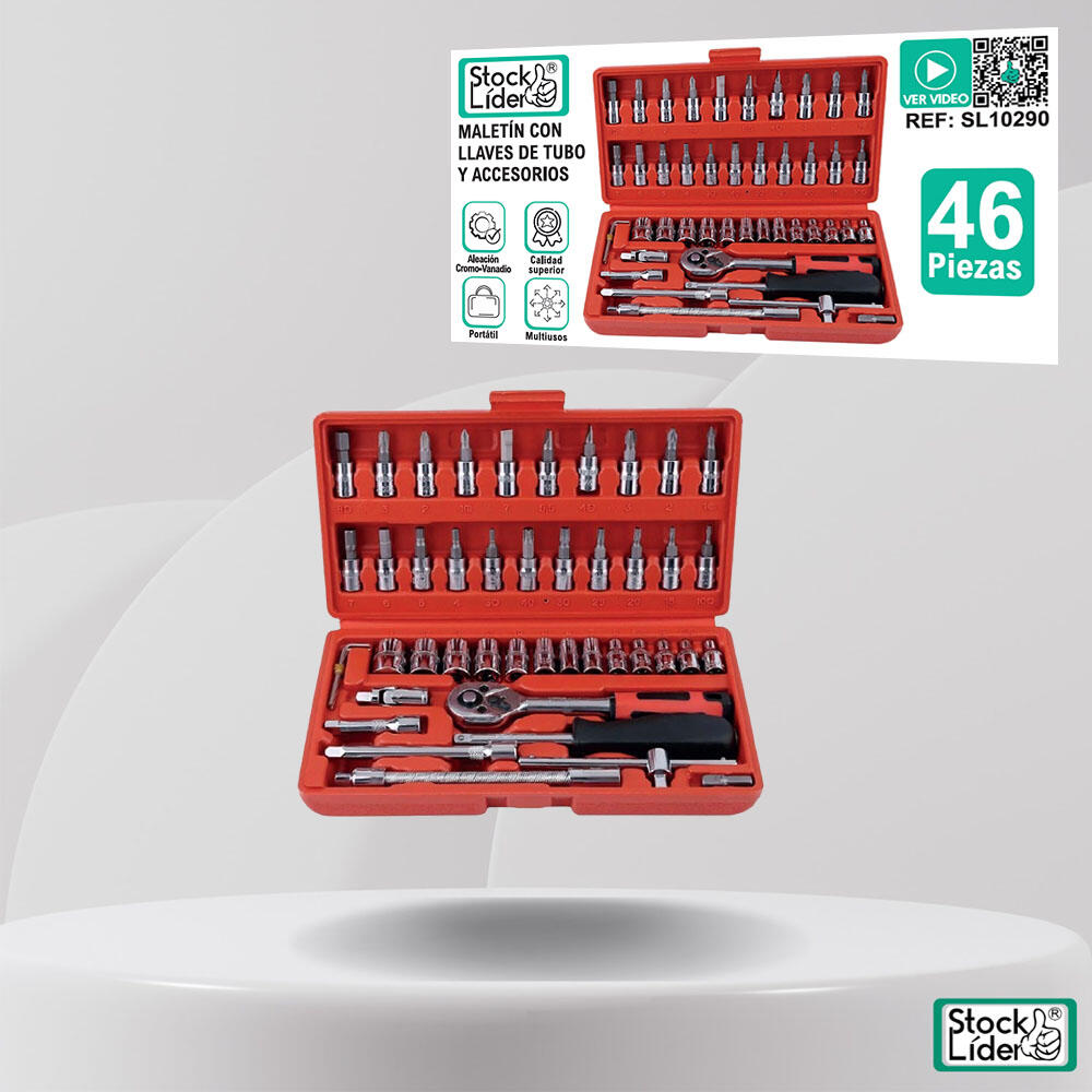 Maletín con llave de carraca y accesorios