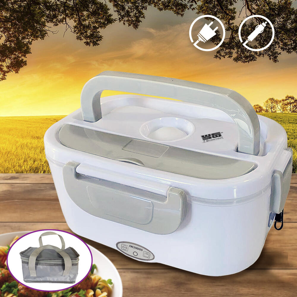 Tartera Fiambrera Eléctrica 2 en 1 Con Recipiente De ACERO Para Calentar en Coche Oficina