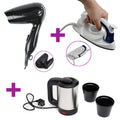 Pack Viaje Plancha De Vapor, Hervidor De Acero 0,5L & Secador De Pelo Con Mango Plegable